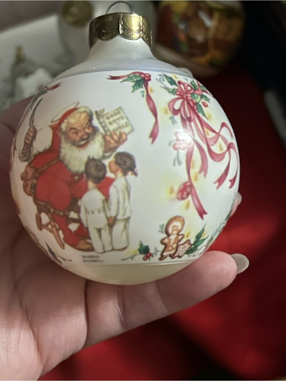 Vintage Hallmark Keepsake Ornament 1995 Santa's Visitors Norman Rockwell Art